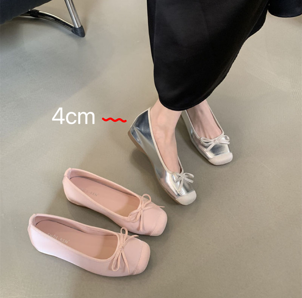 单鞋女内增高银色方头法式2025春季新款平底仙女风百搭玛丽珍鞋女