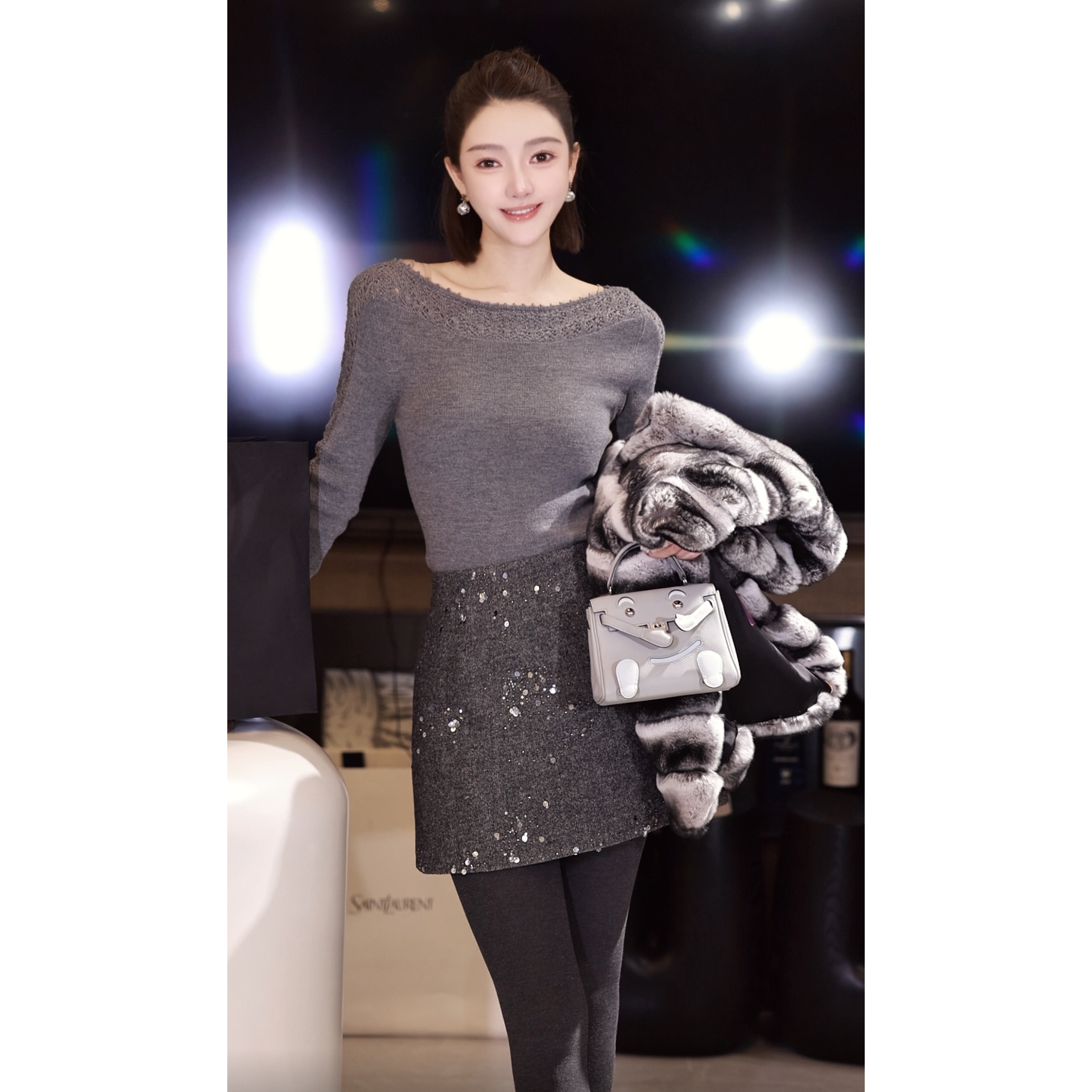 88-【别致扬子纱】宝儿家含幂BV121425411德国扬子纱绵羊毛镂空上衣