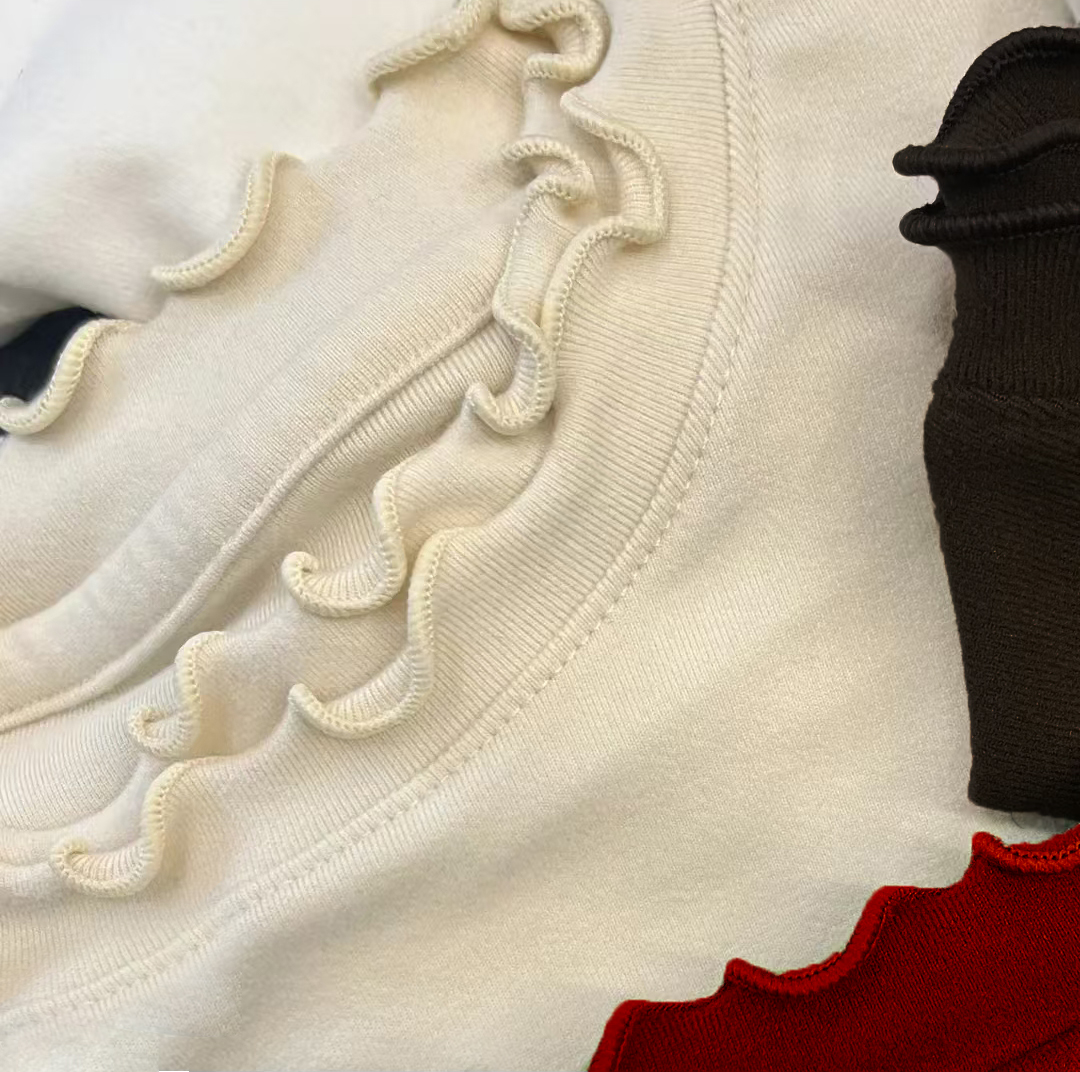 冬季新款2025双层荷叶边木耳边保暖百搭修身显瘦