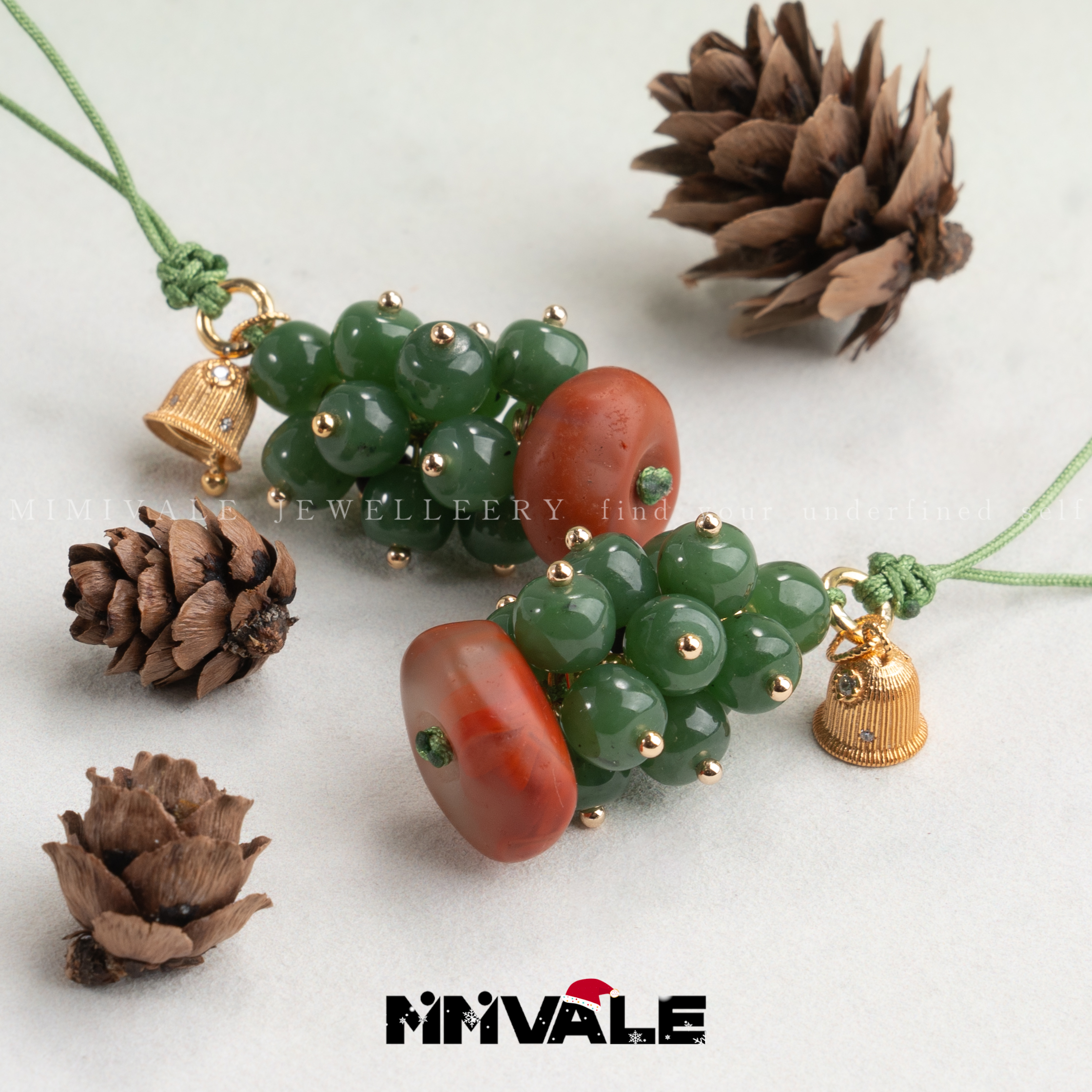 秘密山谷【圣诞树】原创设计南红玛瑙碧玉圣诞限定手机挂MMSG8907