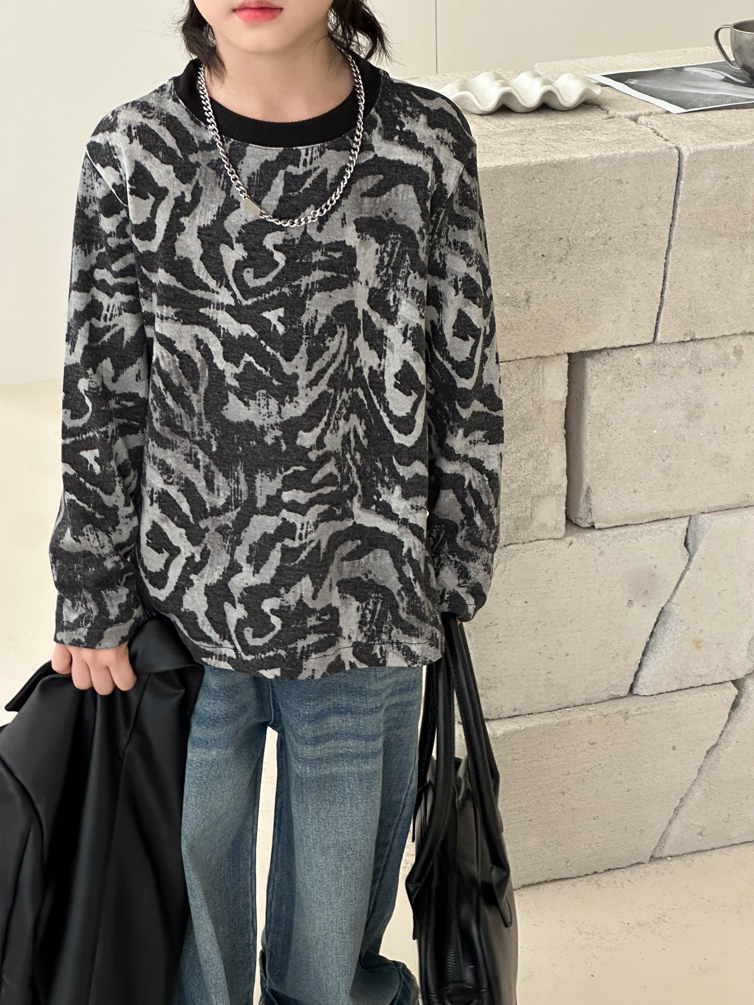 【语汐定制】2025内搭打底衫豹纹新款韩版童装时尚百搭系列25642