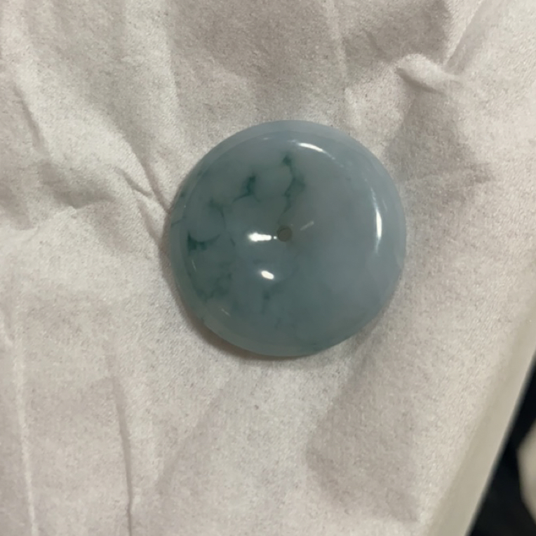 翡翠平安扣吊坠飘蓝花