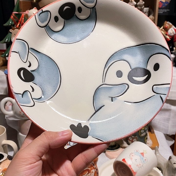 小企鹅大菜盘陶胎