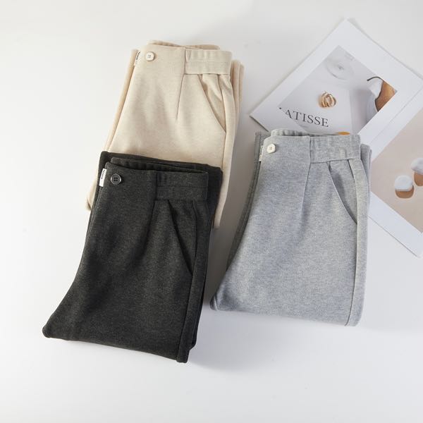 宽松加绒加厚款喇叭裤直筒裤高腰休闲秋冬休闲裤8116#