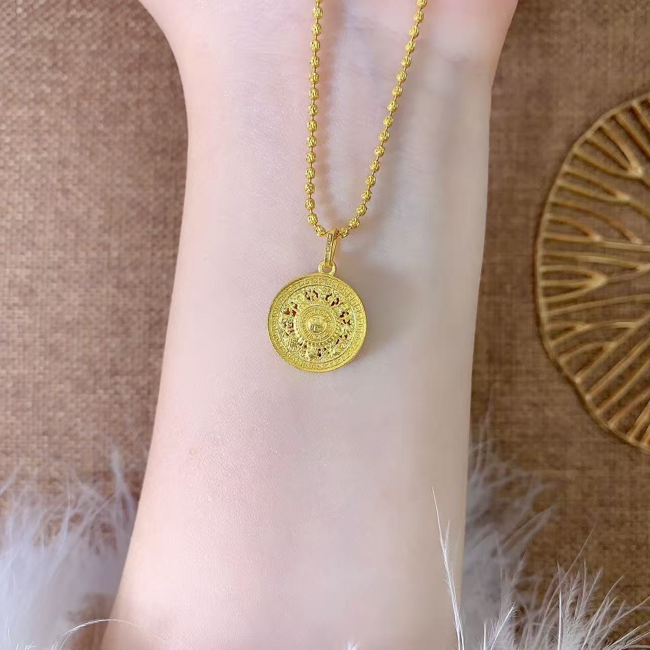 【伟新源】足金999 5G工艺 八宝罗盘吊坠4.09克（不含链）