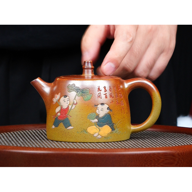 宜兴紫砂 汉铎壶 火云烧 梅付春