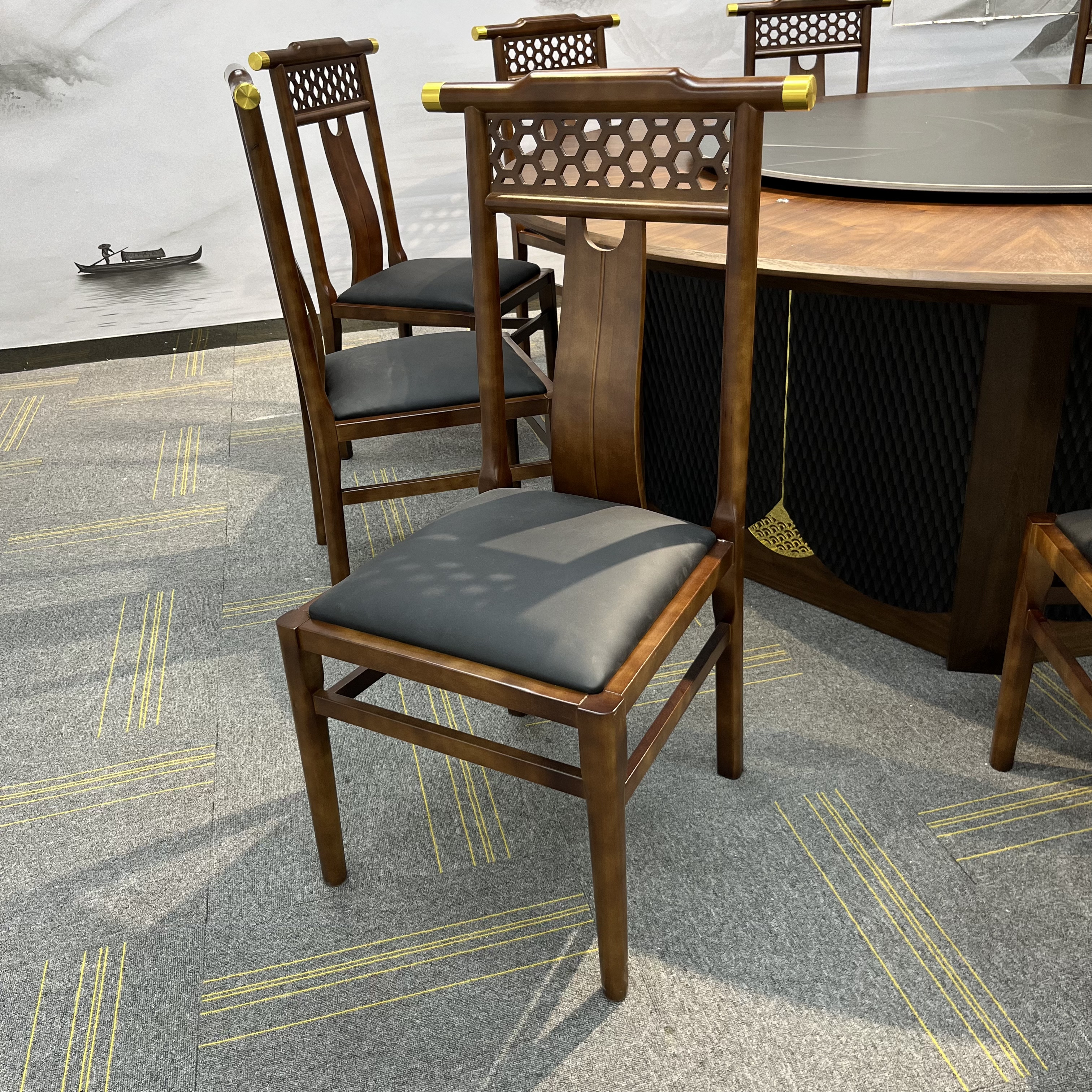 新中式餐椅实木椅子酒店饭店椅子书桌椅