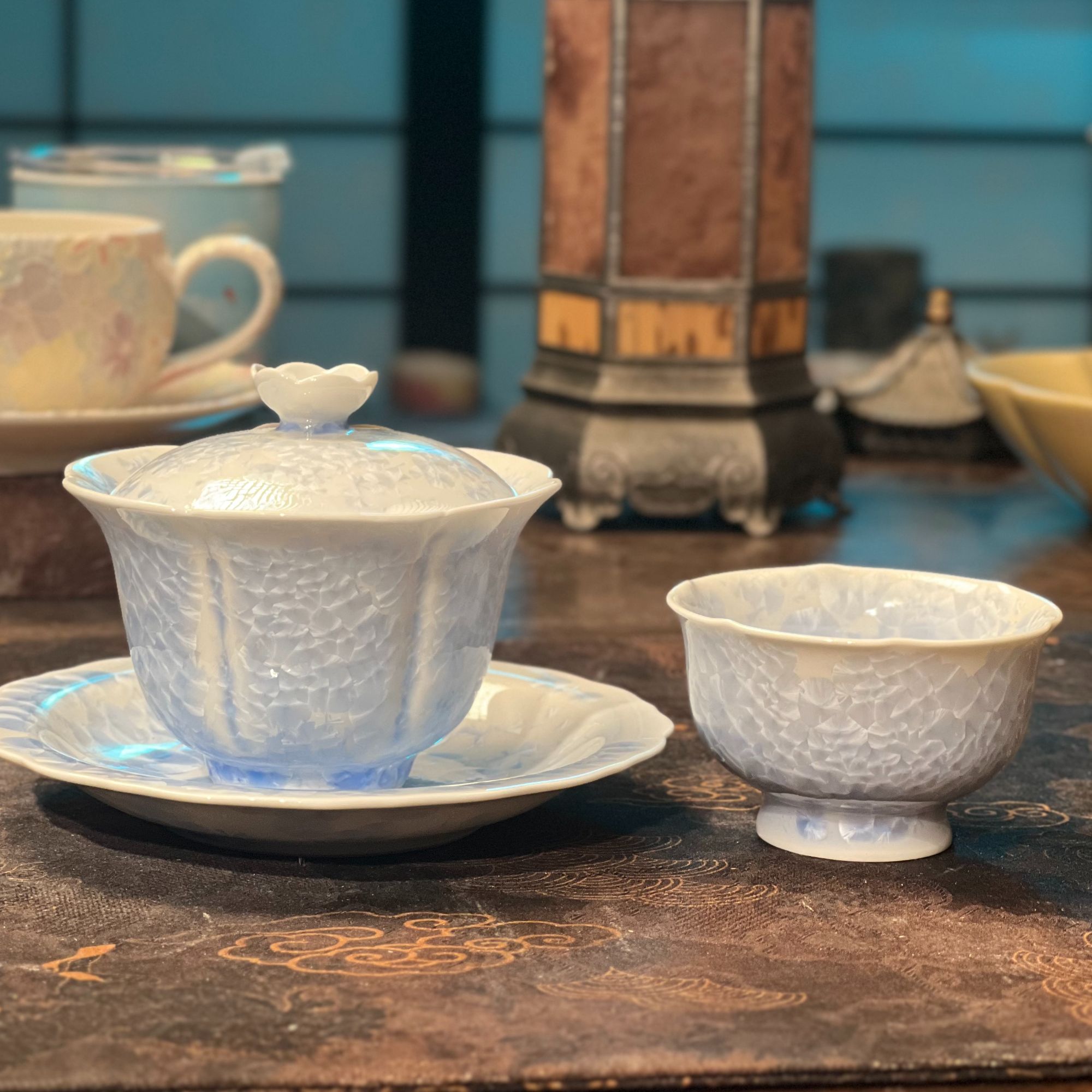 蓝景德镇高温釉下彩手工手绘设计师款式