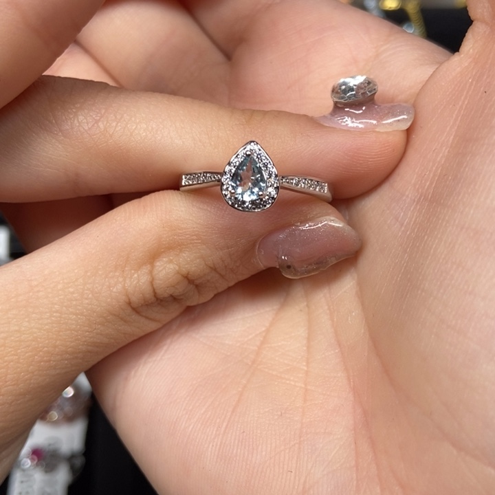 海蓝宝石戒圈银S925镶嵌