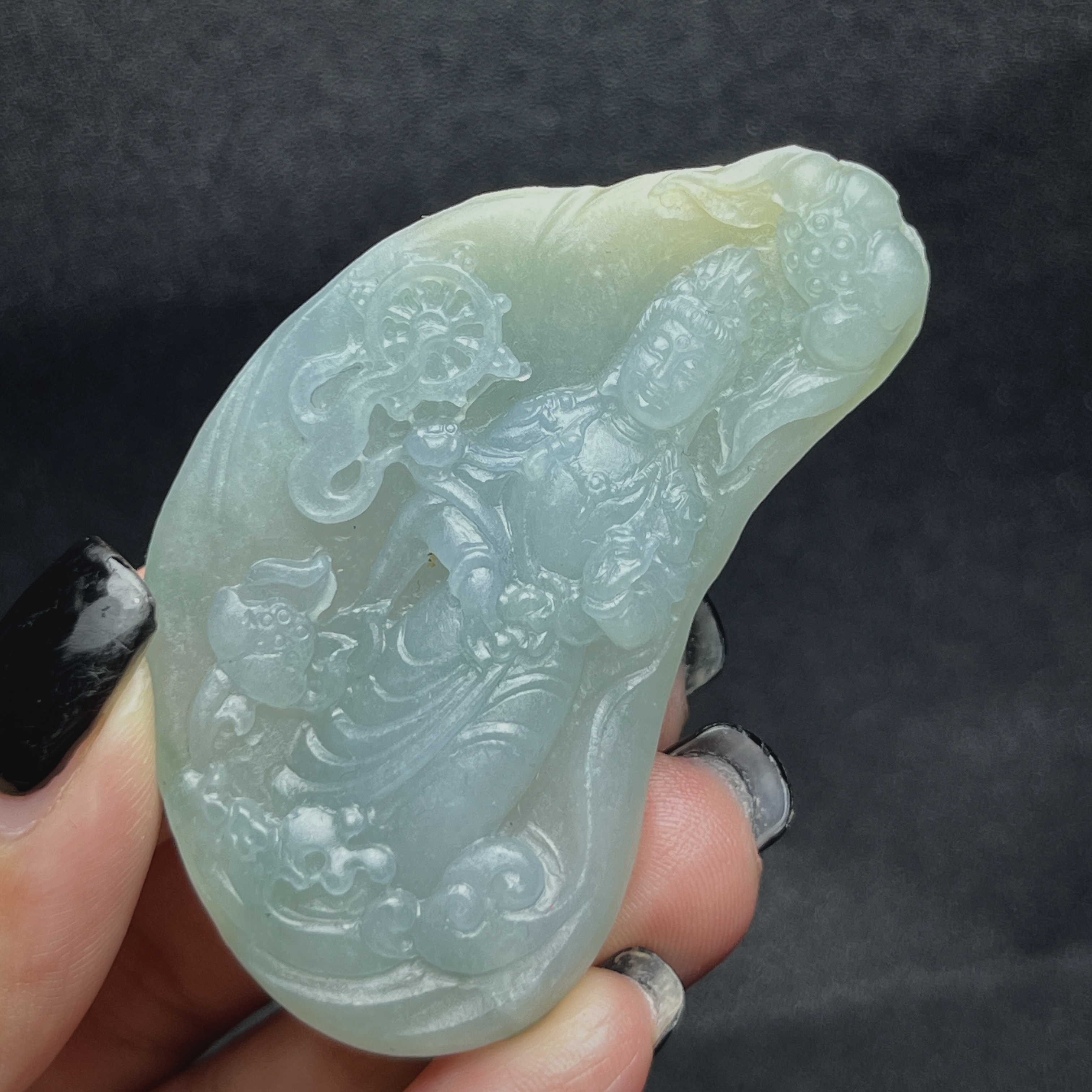 已结缘缅甸翡翠A货糯冰起胶自在观音