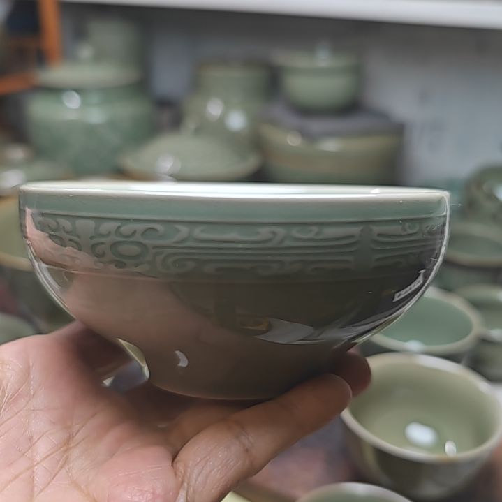 耀州窑饕餮米饭碗四只