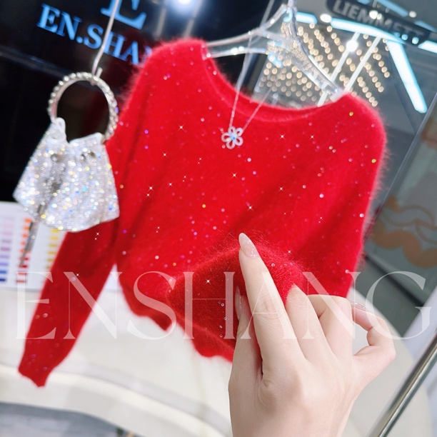 节日战袍2.1」超美！重磅拉绒亮片星河璀璨轻奢风毛衣女秋冬新款