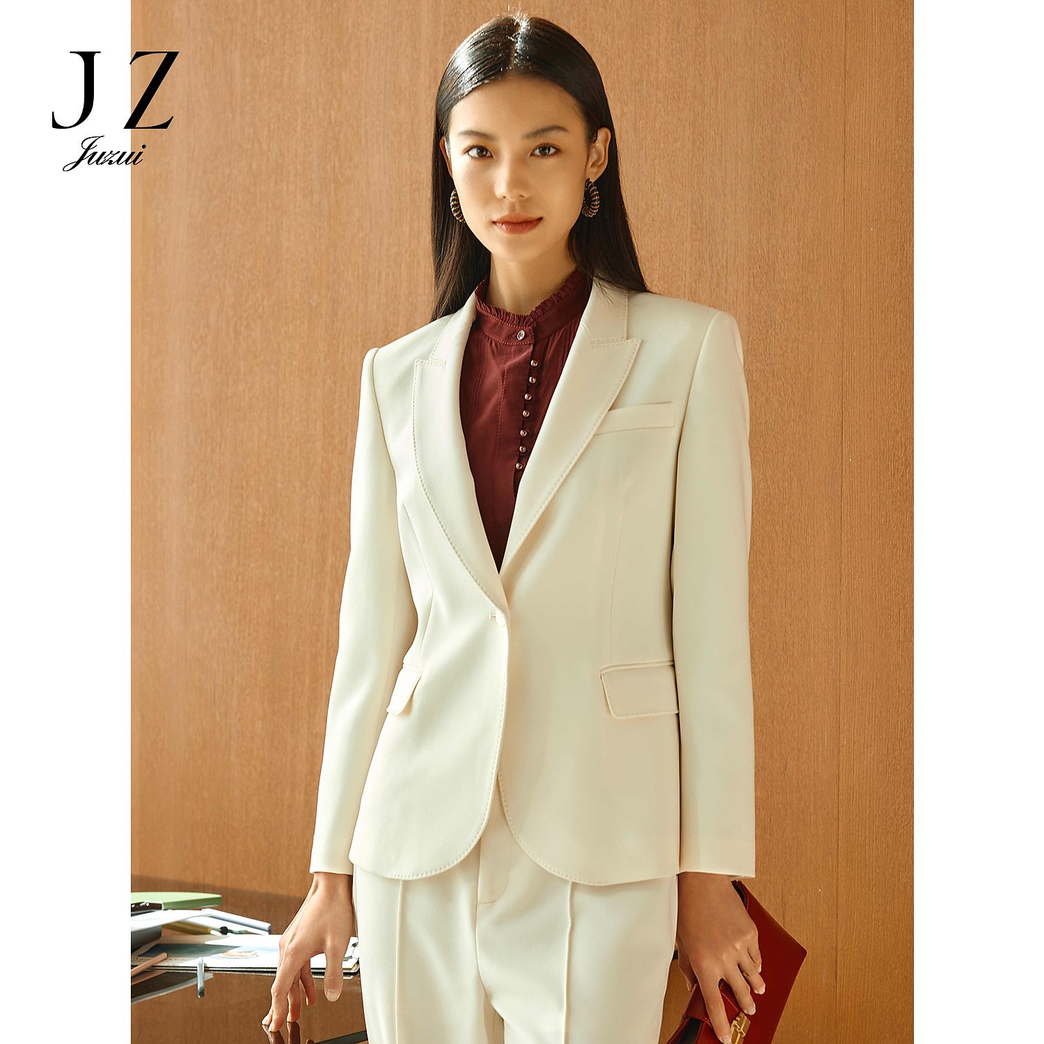 【羊羊专属】JZ玖姿JWFC40102商场同通勤雅致一粒扣西外套2025