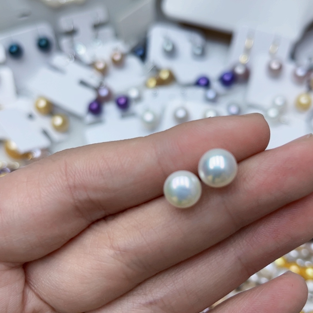 淡水珍珠耳饰银S925镶嵌