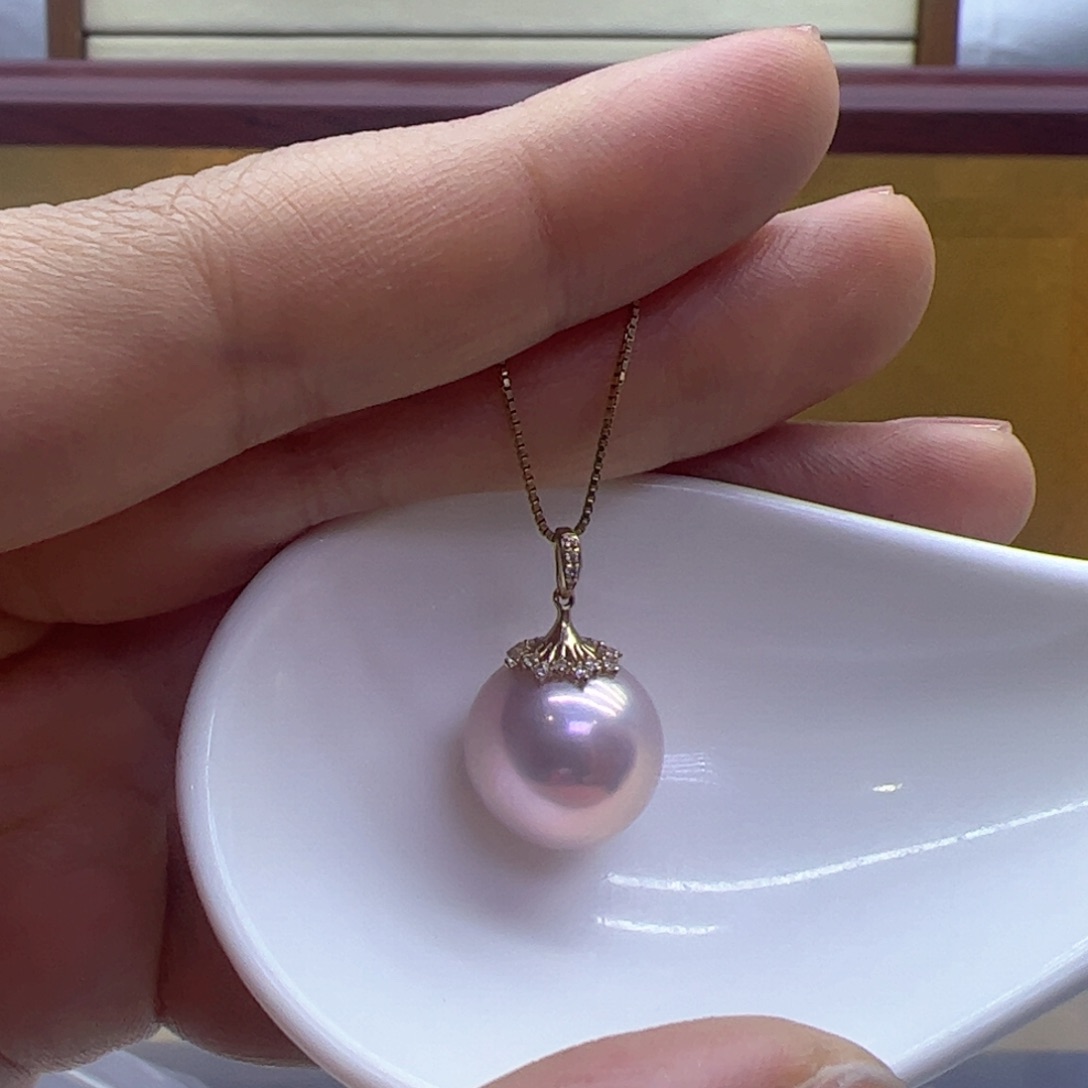 淡水珍珠吊坠(赠链)18K金镶嵌