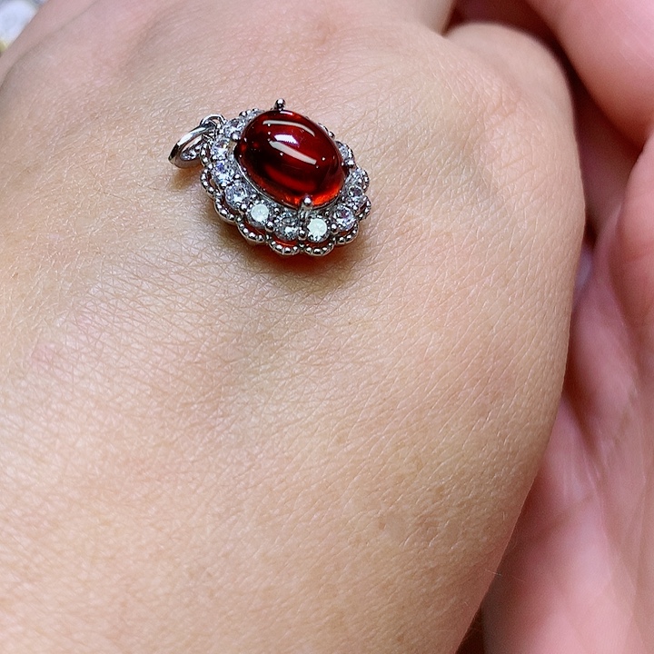 石榴石吊坠银S925镶嵌