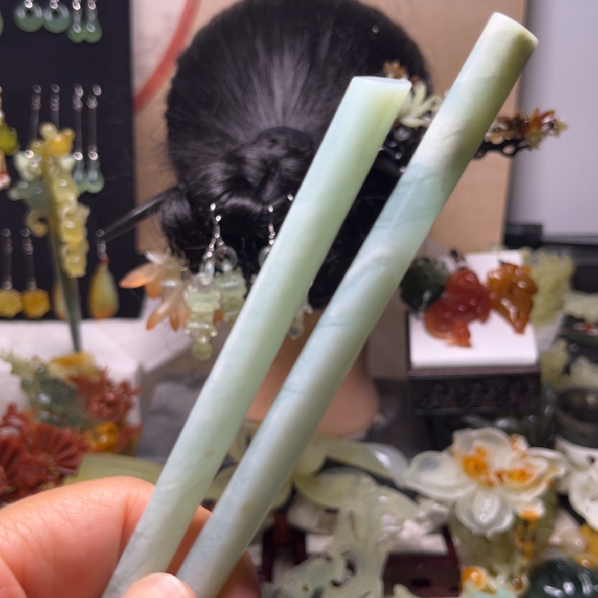 【闪购商品】合金蛇纹石玉发饰