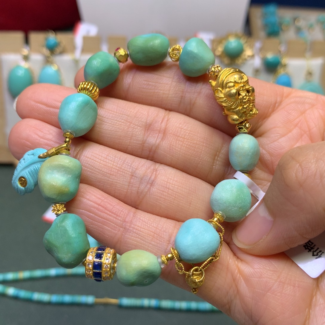 绿松石手串18K金镶嵌