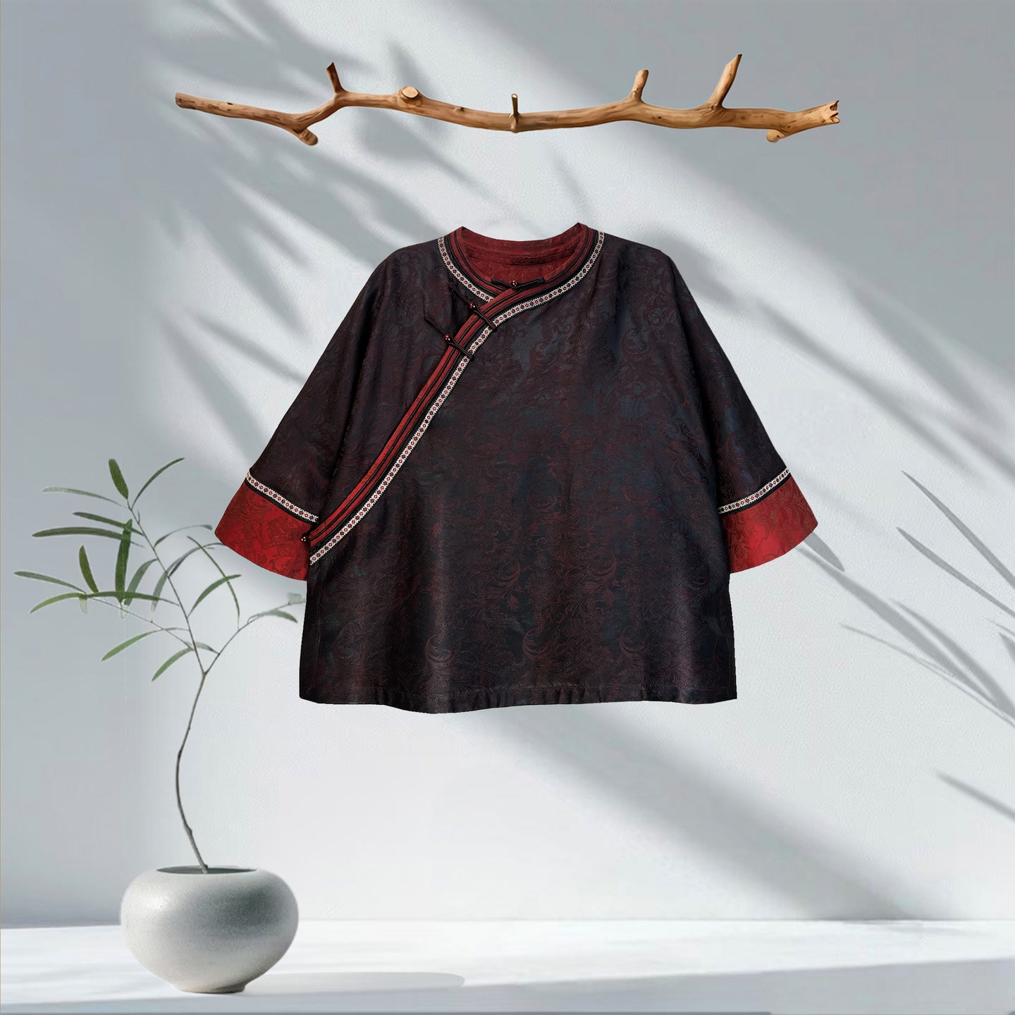 【佳鑫香云纱】香云纱桑蚕丝冬季时尚上衣欧货气质高级CHH-50292