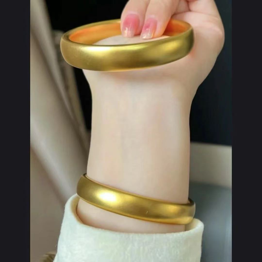 合金手镯 【泥鳅背手镯镯子】时尚百搭饰品磨砂素圈金色女士手镯