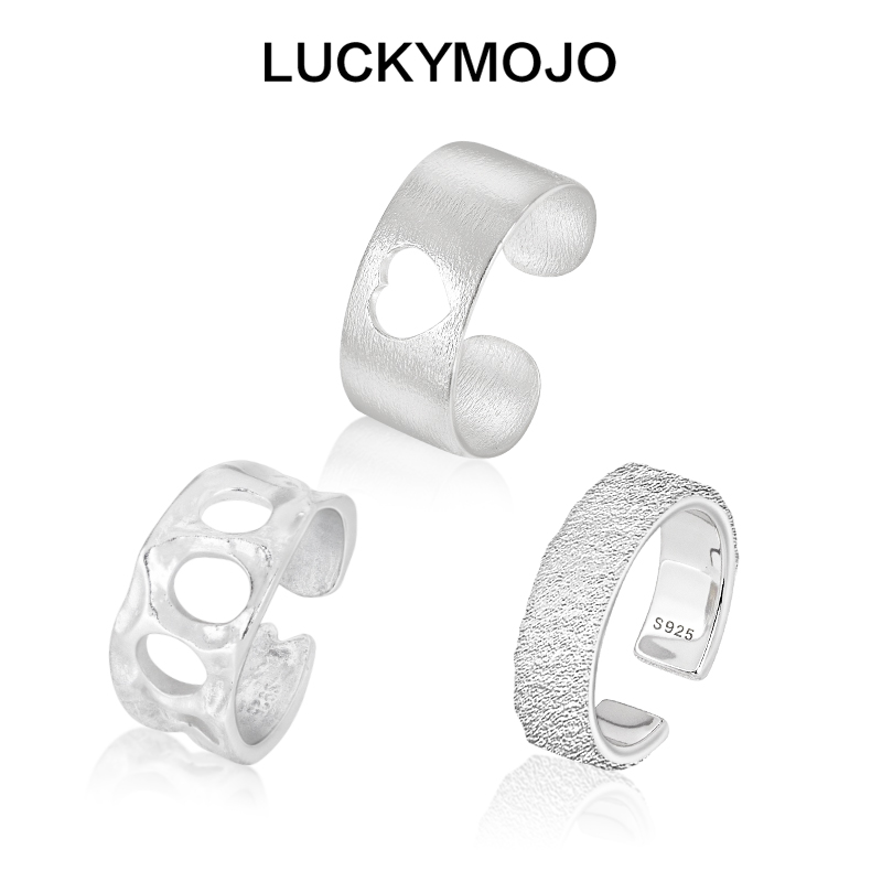 LUCKYMOJO 925银戒指 小众设计活口银戒简约指环复古个性女生