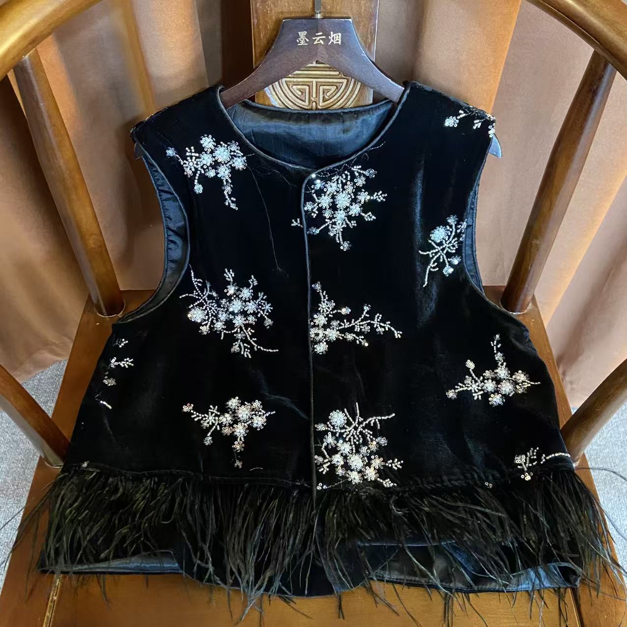 【银兰】新中式时尚女装秋冬高档马甲刺绣中国风优雅女士坎肩