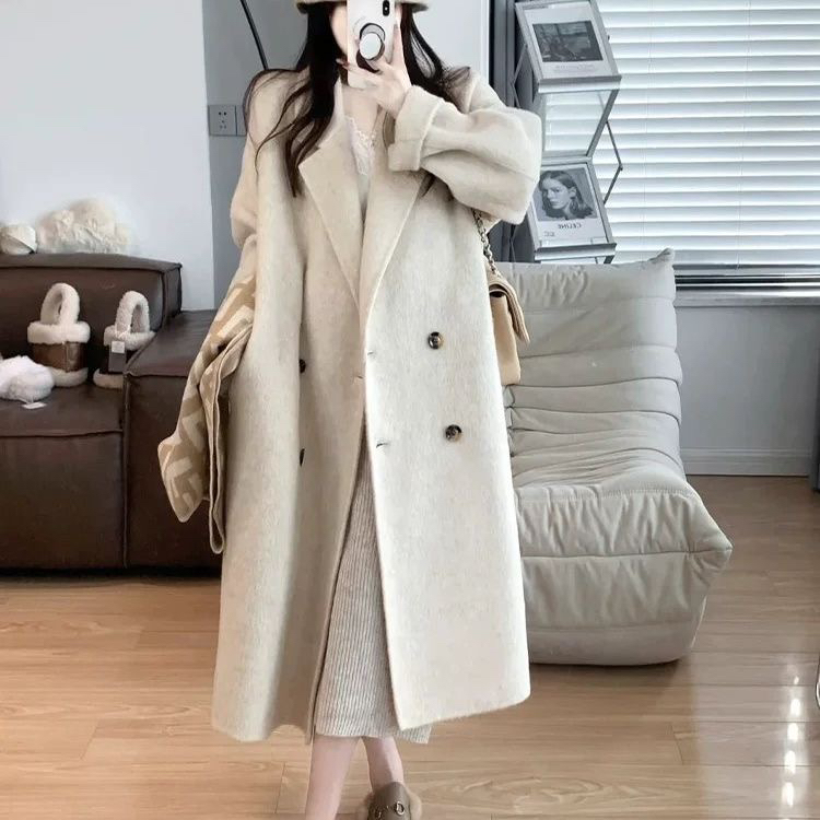 4001-4200双面呢大衣外套女秋冬韩版加厚修身显瘦女装新款