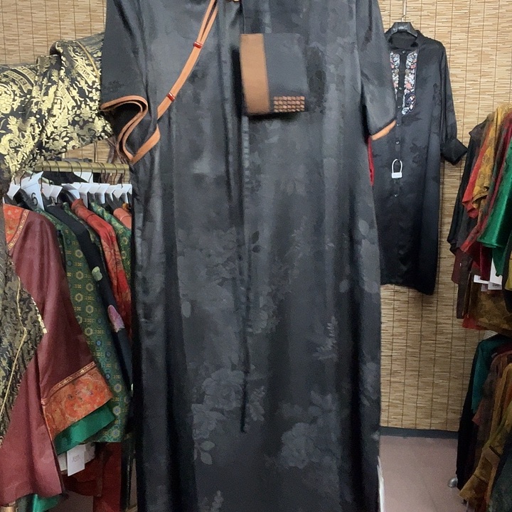 听***香云纱腰封连衣裙3XL