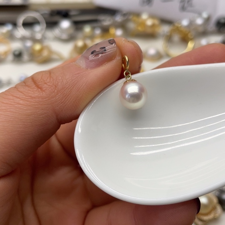海水珍珠吊坠(不含链)18K金镶嵌