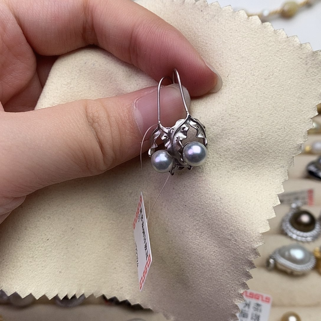 海水珍珠耳饰银S925镶嵌
