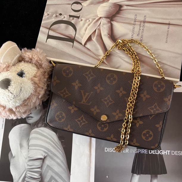 95新 LouisVuitton/路易威登 LV 路易威登 经典老花三合一链条包