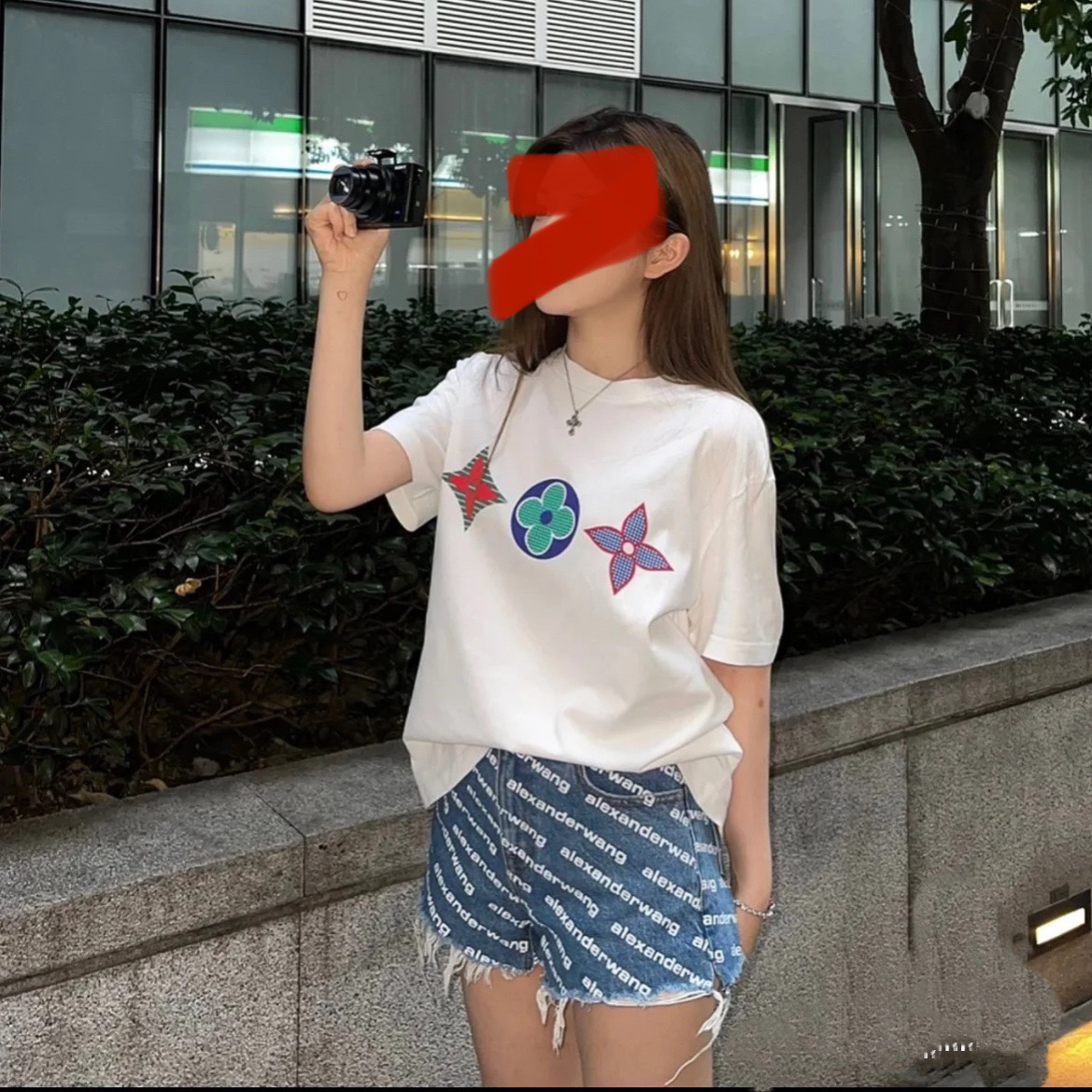 Louis Vuitton/路易威登/M码/LV经典彩色三花短袖/95新/编码05887