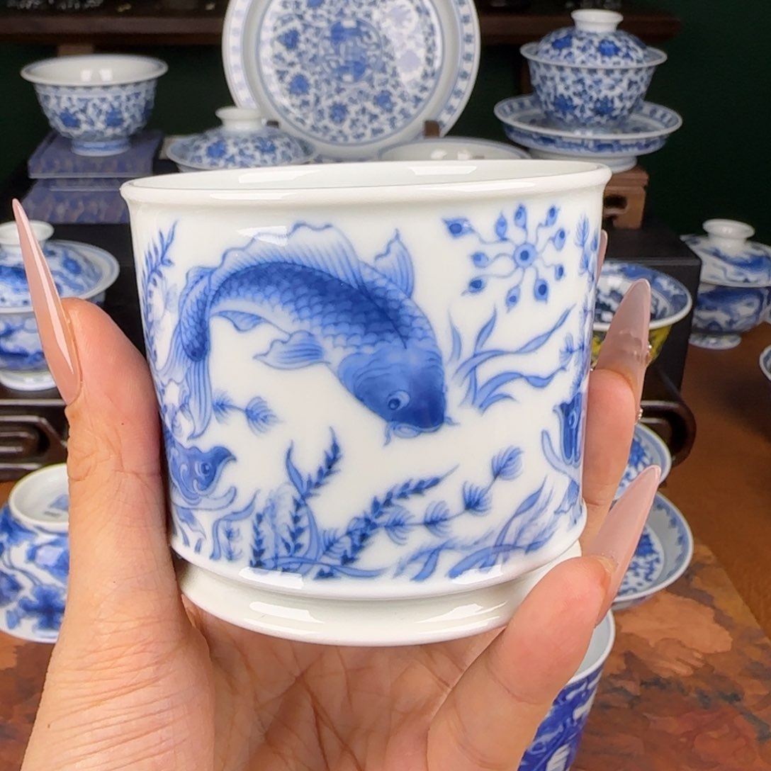 杯望月怀古鱼藻鱼容天杯