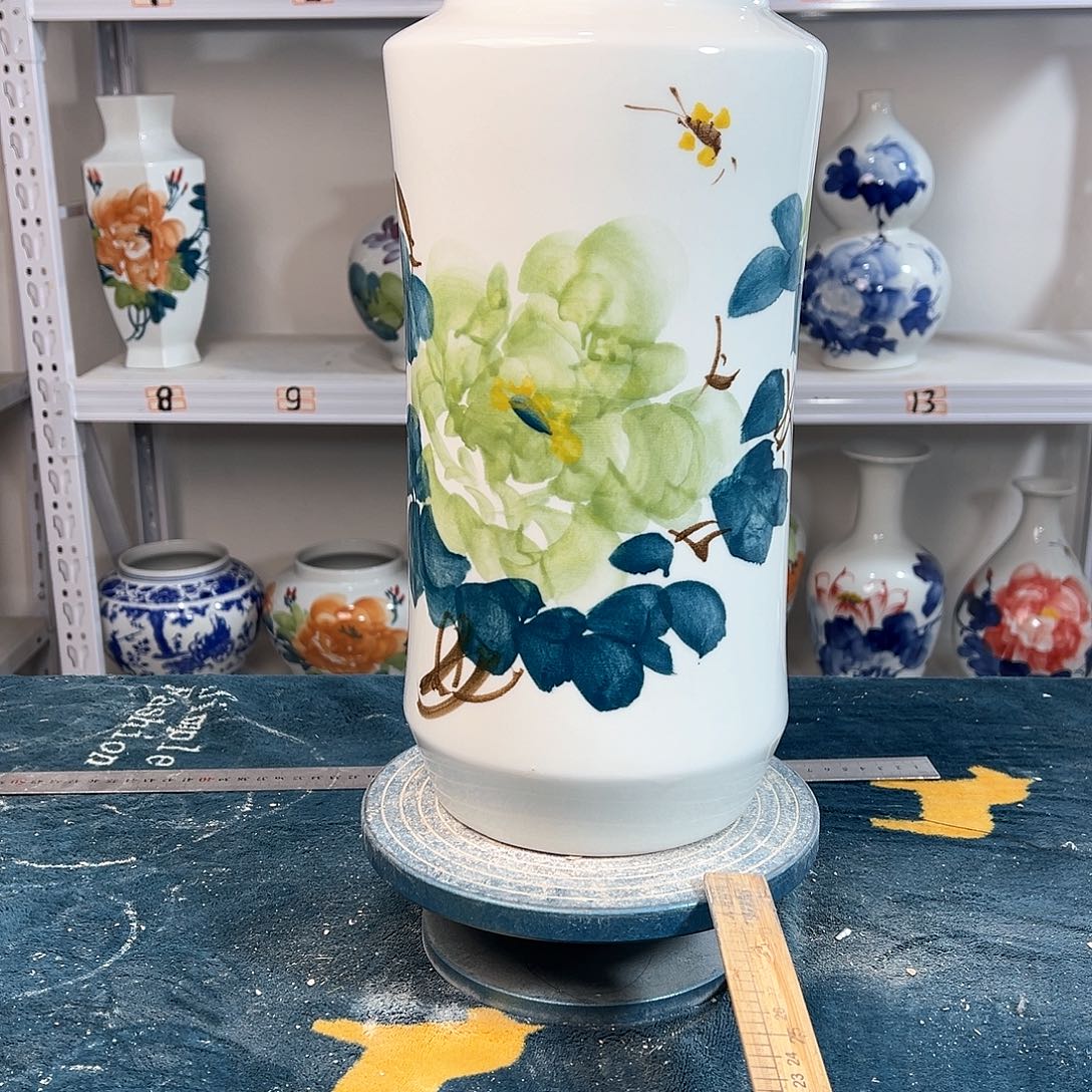 摆件景德镇陶瓷书绿牡