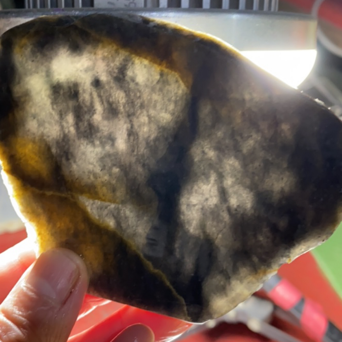 缅甸天然糯冰乌鸡特色明料翡翠厚度0.7