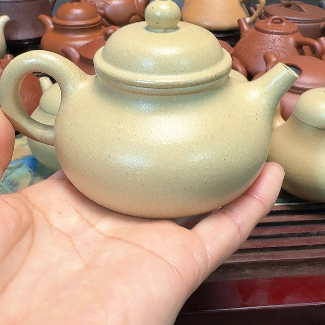 紫砂茶壶本山绿泥半手工微暇