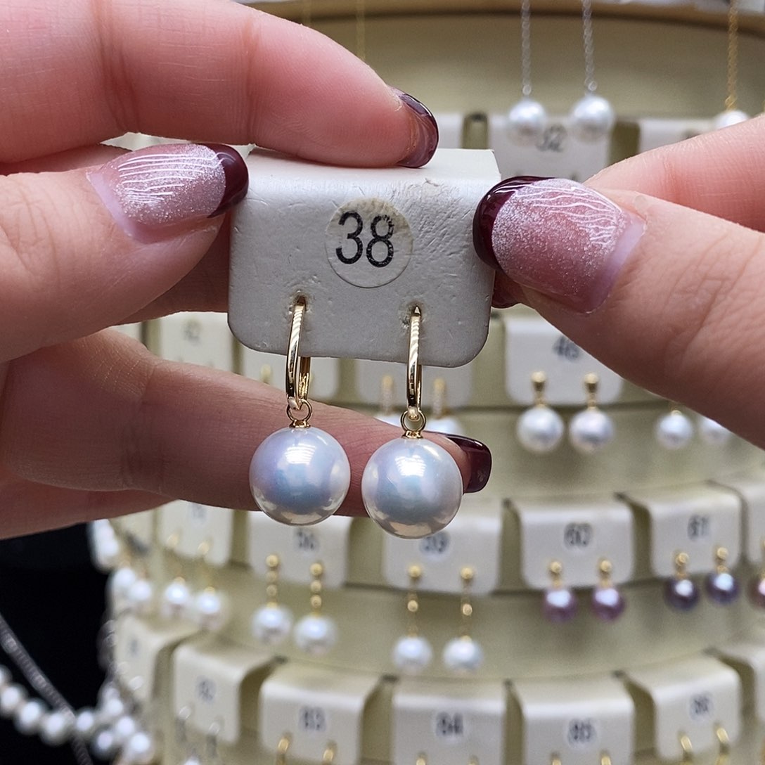 淡水珍珠耳饰18K金镶嵌