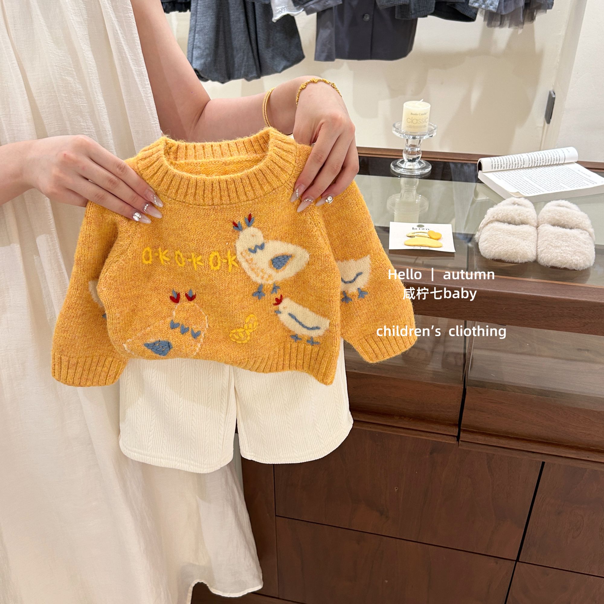【咸柠七】原创！女童装可爱俏皮提花毛衣秋季新款儿童百搭针织上衣