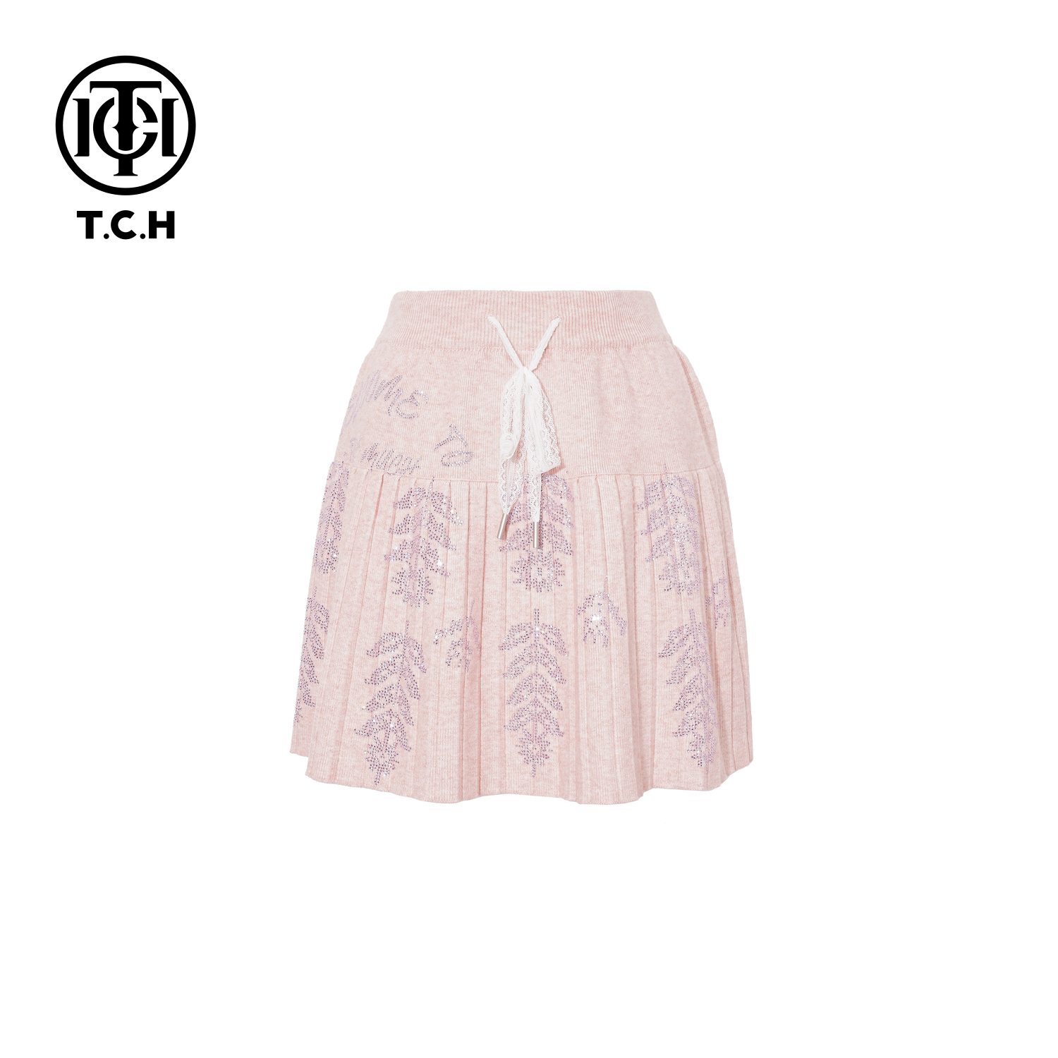 TCH【冬季穿搭】冬款时尚烫钻粉色休闲风女装半身裙T75D22E1023