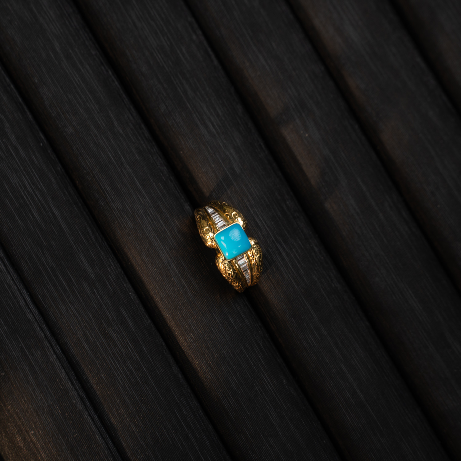 【玉鹤专属】18k金 天然绿松石方块满天星戒指 多样性发货一件