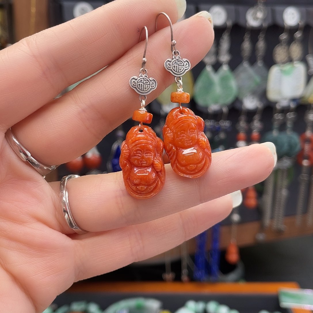 翡翠耳饰银S925镶嵌804hbnjjjj