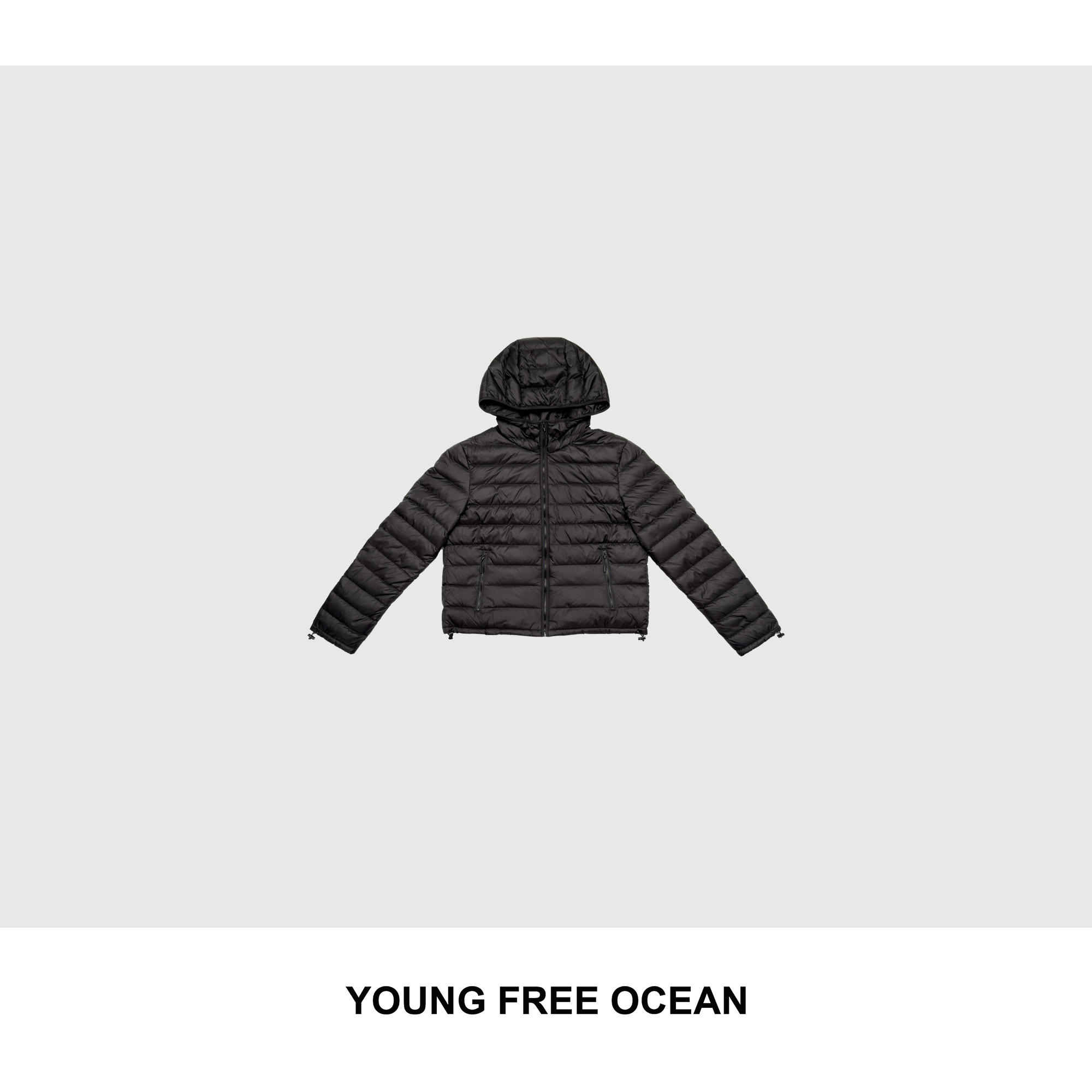 YOUNG FREE OCEAN2025秋冬款 连帽横条形拉链羽绒服