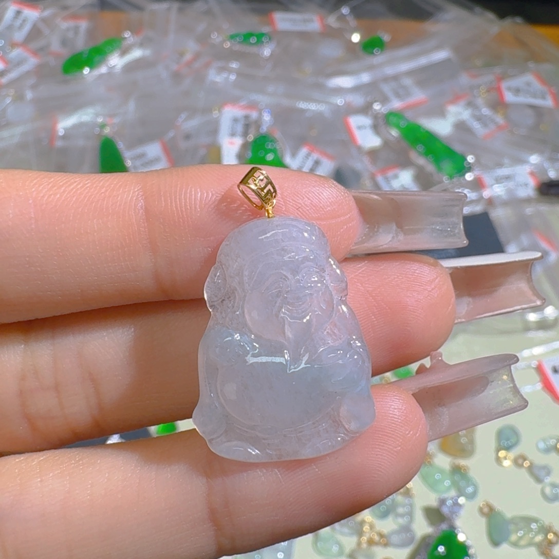 吊坠(不含链)18K金镶嵌翡翠