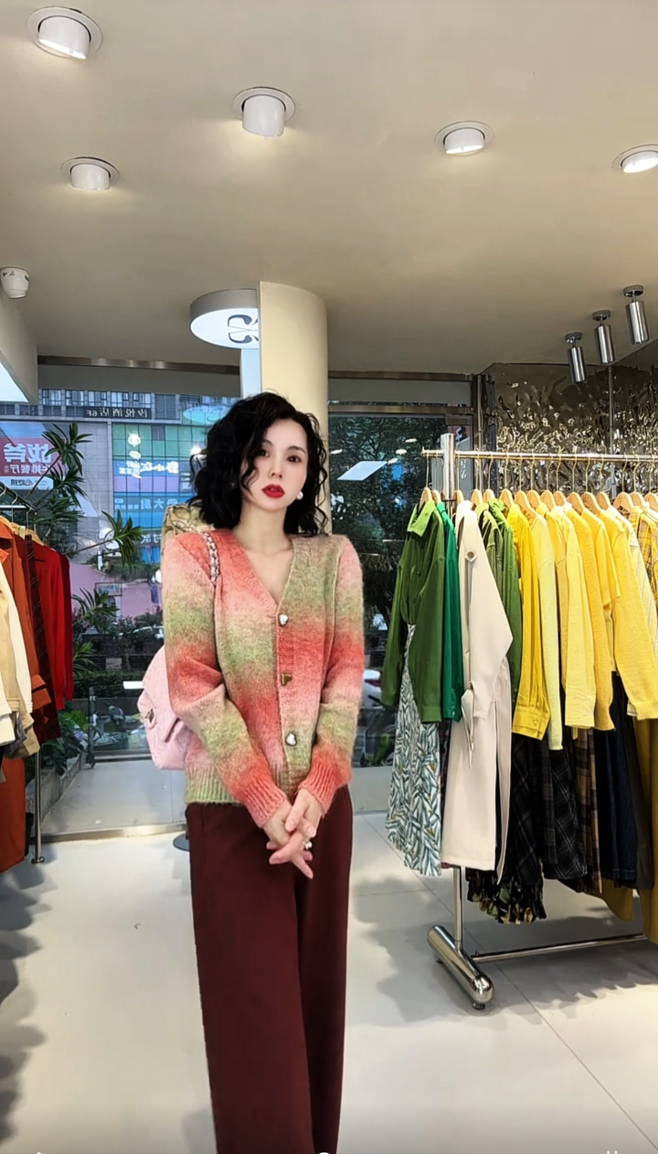 1332*安卡拉红垂感高腰直筒裤~常规与磨毛【有黑色】