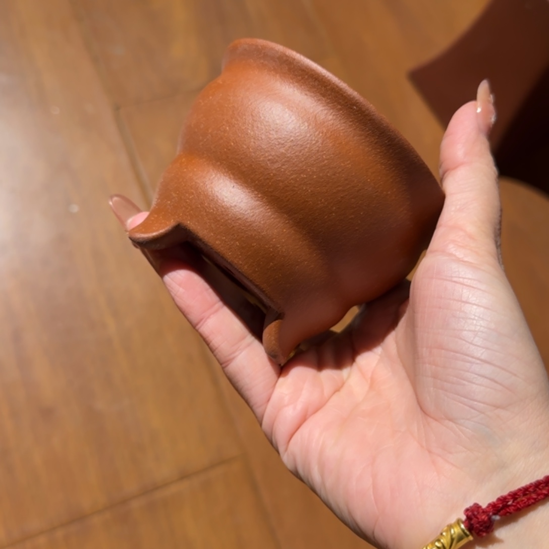 方***圆花盆紫砂半手工制作