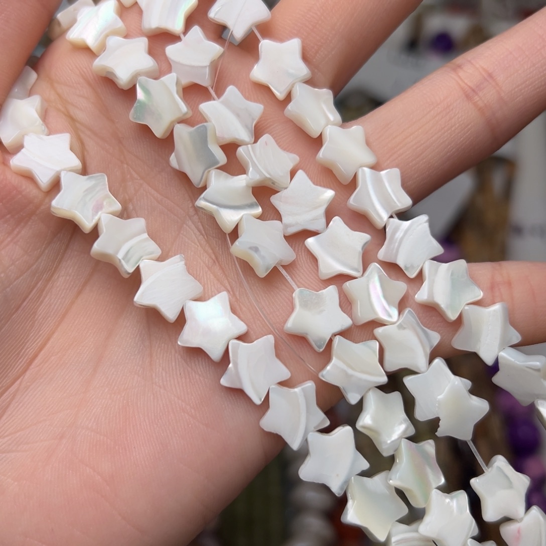 玛瑙/玉髓合金珠宝半成品L228。10mm天然老鱼骨星星一条