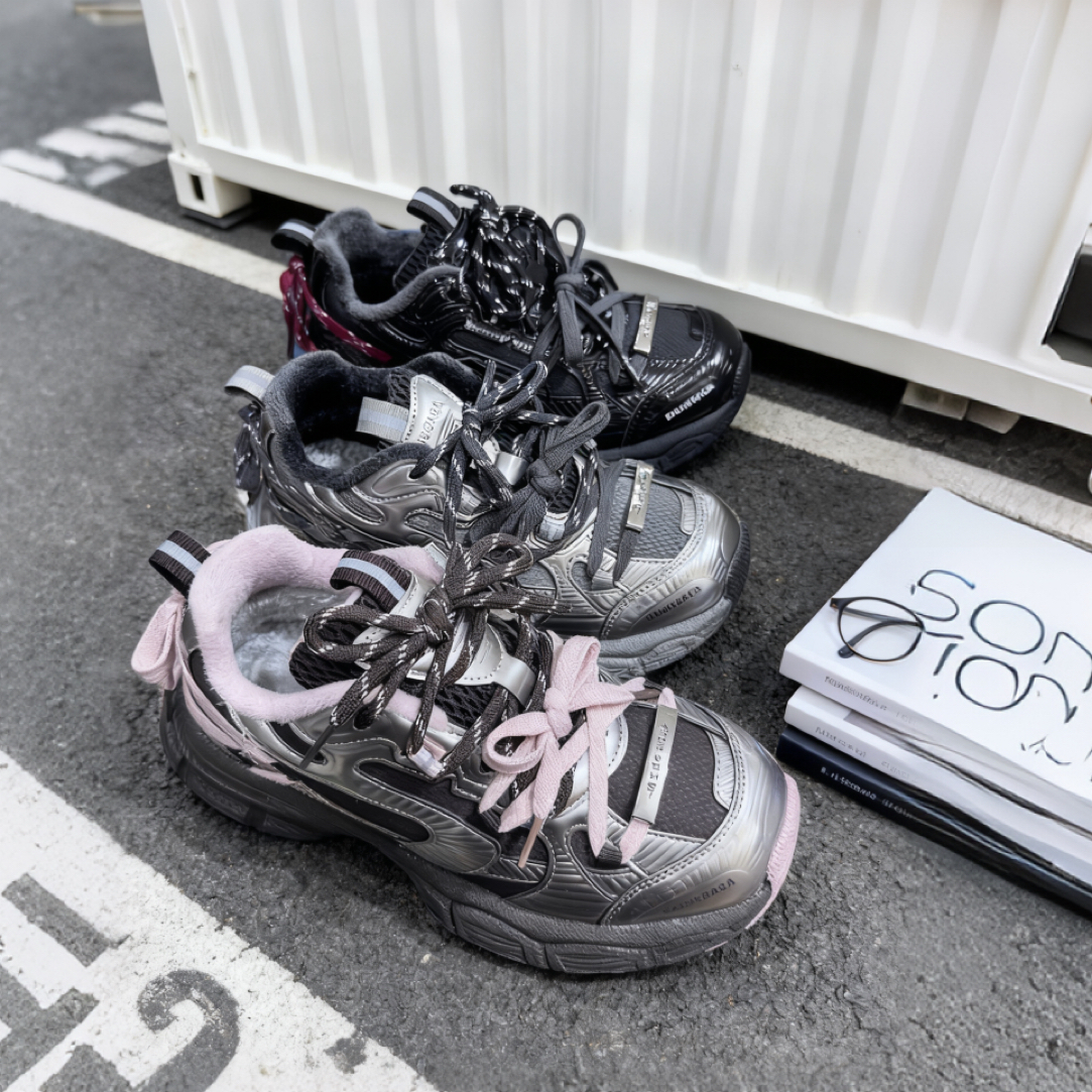 【大棉】38-41加绒保暖老爹鞋男女童防滑魔术贴户外运动鞋662-5