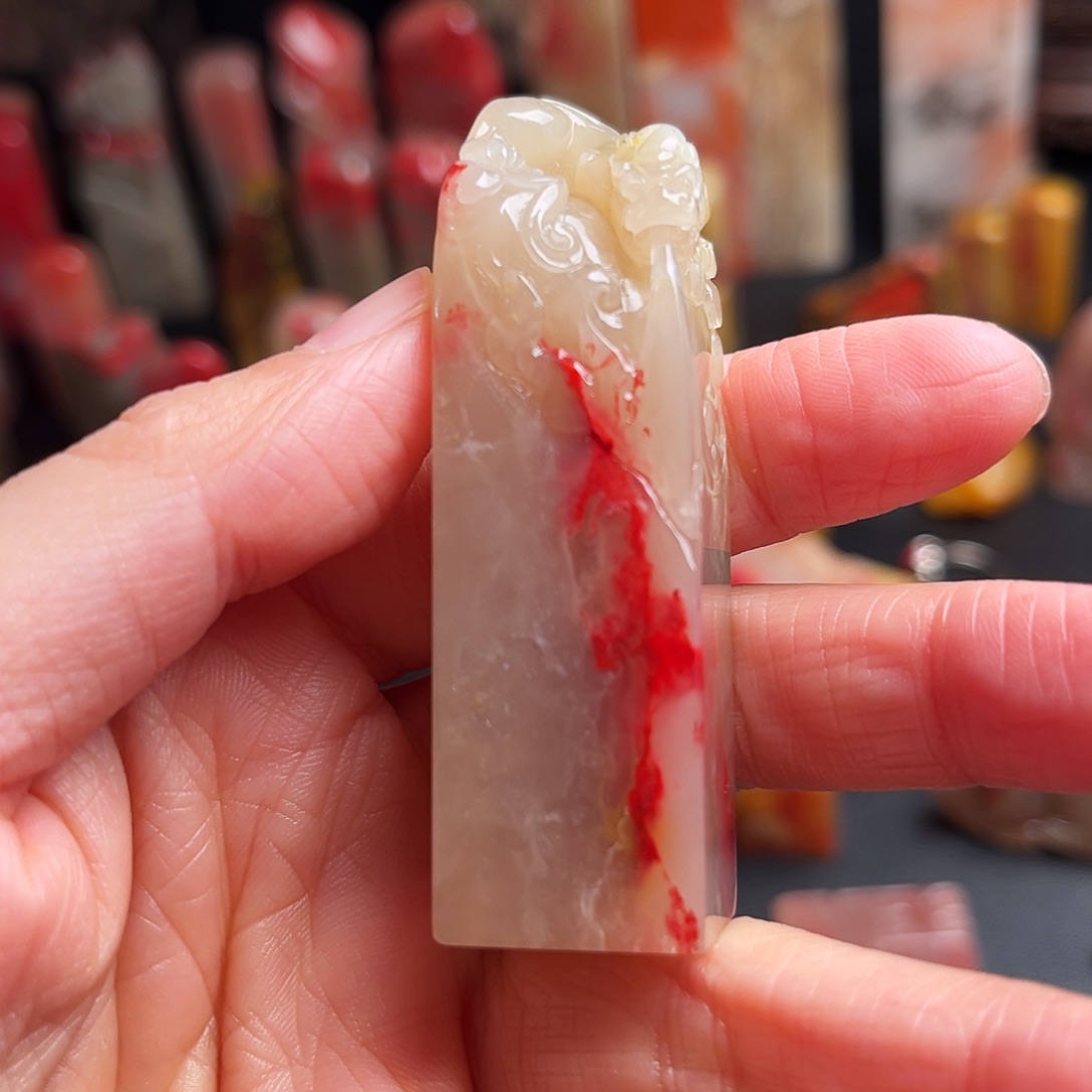 印石巴林石鸡血石方章