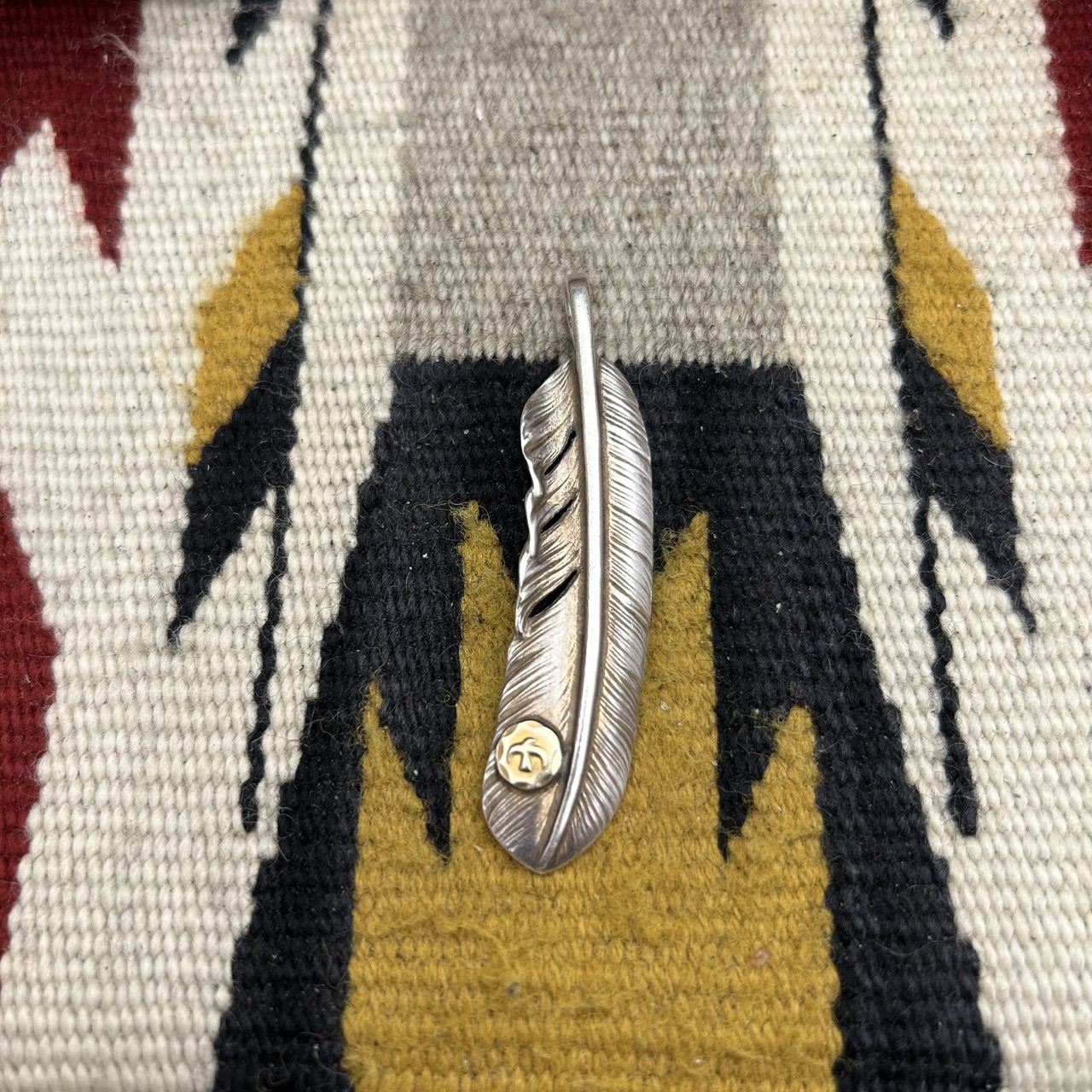 吊坠925银 Goros 中古点金特大羽毛右吊坠银饰