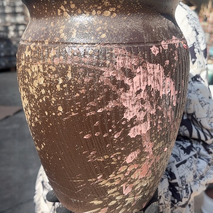 红陶复古泼墨口径20高度28